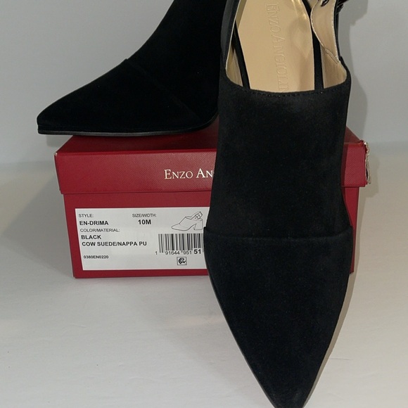 Enzo Angiolini Block Heel Shoes - Black Suede - Picture 6 of 6